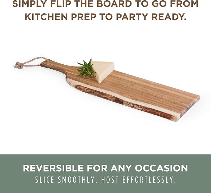 PICNIC TIME Artisan 24" Acacia Charcuterie Board with Raw Wood Edge, Wooden Cutting Board with Handle, All-Purpose Serving Platter, Decorative and Reversible Serving Plank (Acacia Wood)