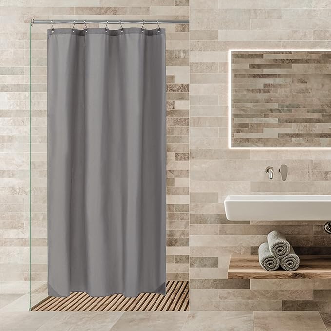 ALYVIA SPRING Stall Fabric Shower Curtain Liner Waterproof - 36" x 72", Soft & Lightweight Small Shower Curtain with Magnets for Narrow Stall Size, Machine Washable - 36x72, Grey