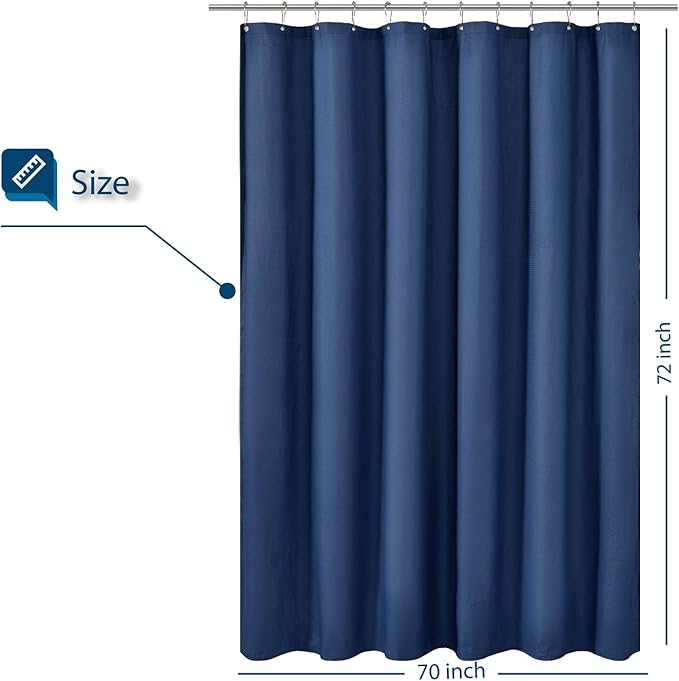 Barossa Design Soft Microfiber Fabric Shower Liner or Curtain, Hotel Quality, Machine Washable, Water Repellent, Navy Blue, 70 x 72 inches