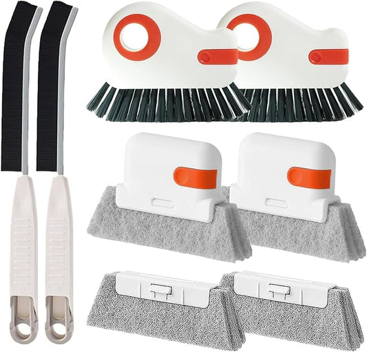 Window Sill Cleaner Tool - Hard Bristle Crevice Cleaning Brush, Multifunctional Gap Scrub Brush, Window, Home Essentials, Bathroom Cleaner Tools for Household Use, Kitchen - 8PCS
