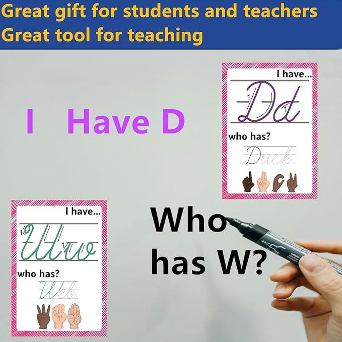 ASL Abc's Flash Cards for Toddlers, 36 Sign Language with Cursive,Numbers |Montessori ASL Bundle I Have... Who has? Game for Homeschool Supplies,ELs/ESOLs/ENLs, Deaf/Hard of Hearing Students
