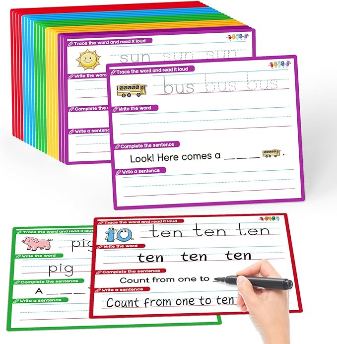 CVC Word Games Sentence Building for Kindergarten Phonics Games for Kids, Sight Words Flash Cards Learn to Write Handwriting Practice Tracing, Preschool Learning Activities Homeschool Supplies