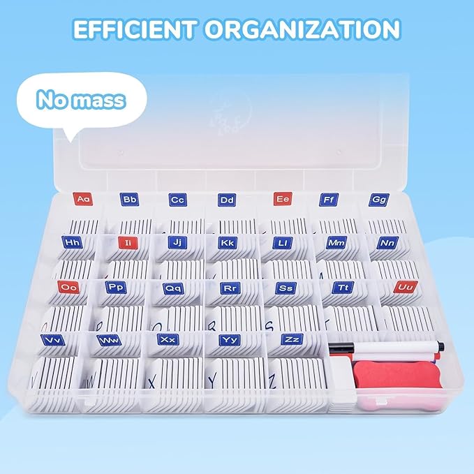 234 Foam Alphabet Tiles Magnetic Letters with Double-Side Magnet Board and Compartment Storage Case-Classroom Magnetic Letter Tiles for Phonics and Spelling