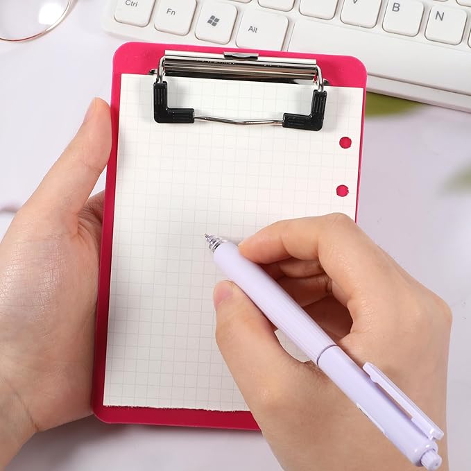 2 PCS Mini Clipboard A6, 4" X 6" Small Clipboards Blue and Rose Red Portable Plastic Clipboard Pocket Size Clipboards, Mini Clip Board for Notepads Offices Restaurants Memo Size Receipt Pocket Lists