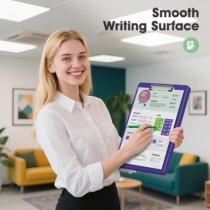 Legal Size Clipboard with Storage, High Capacity 8.5 x 14 Clip Board for Lawers, Folio & Side-Opening, Size 15 x 10 x 1.2 in, Purple