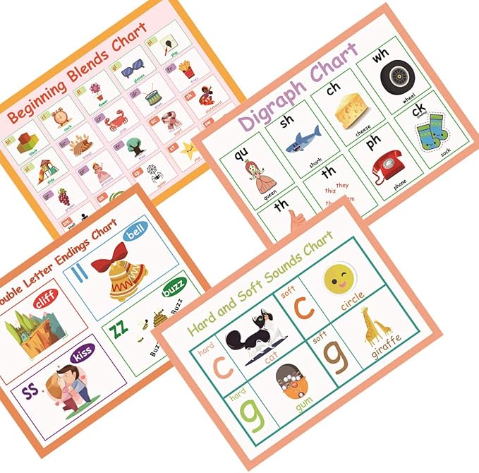 LUGMAZU 11Pcs/Set English Phonics Posters for Classroom, R Controlled Vowel Learning Wall Strip for Kids, Vowel Team Phonics Bulletin Board Set for School,Teacher Tool Supplies, 8.3''x11.7''
