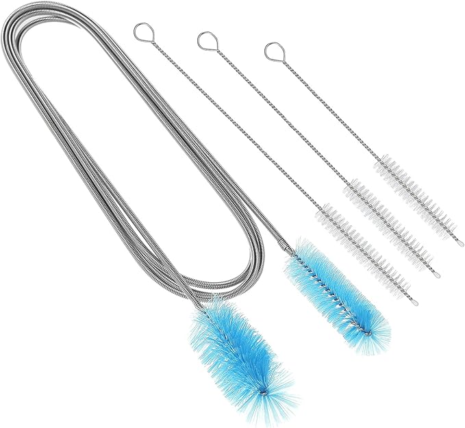 61-Inch Extra Long Flexible Drain Brush, Hair Clog Remover Tool for Sink Tub Shower Pipe Cleaner, with 3-Pcs Straw Cleaner Brushes for Eco-Friendly Cleaning