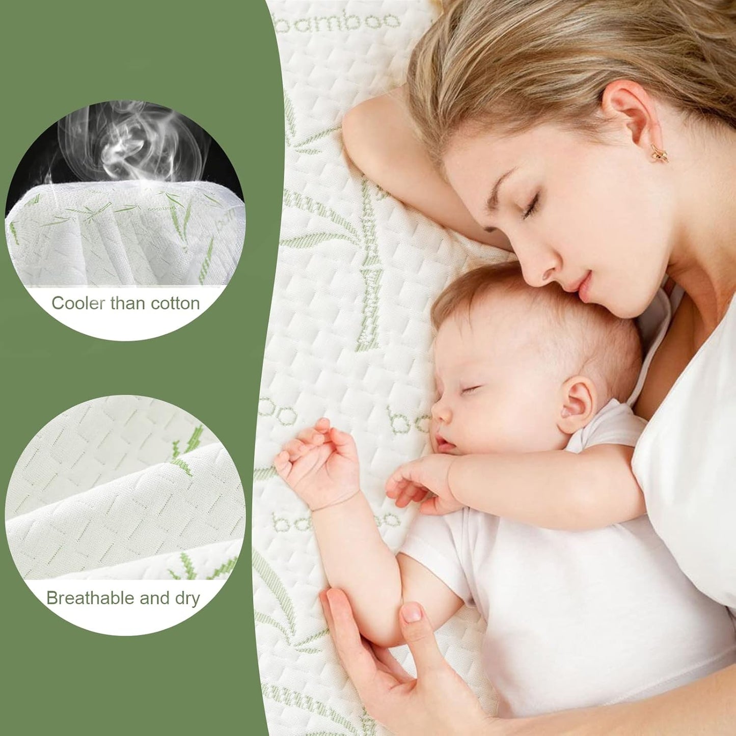 Queen Mattress Protector Waterproof Mattress Pad Washable Bamboo Rayon Mattress Cover Breathable Noiseless Bed Protector 5" - 21'' Elastic Fitted Deep Pocket
