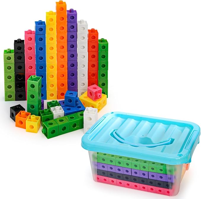 ZEAYEA 300 Pcs Linking Cubes with Storage Box, Counting Blocks for Math Learning and Fun Activities, Math Manipulatives Educational Supplies for Spatial Intelligence, Counting, Creativity