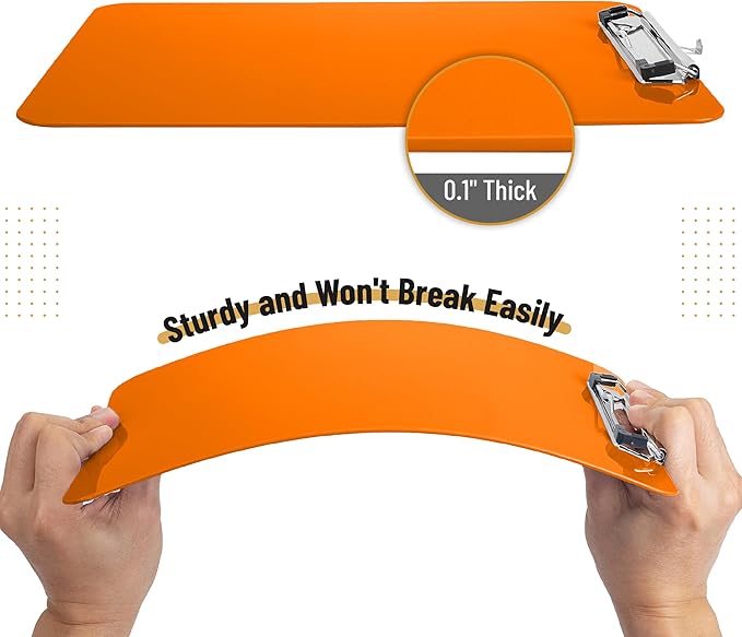 Mr. Pen- Plastic Clipboard, 12.5" x 9", 2 Pack, Orange Clipboard Plastic, Low-Profile Metal Clip with Retractable Hanging Hole