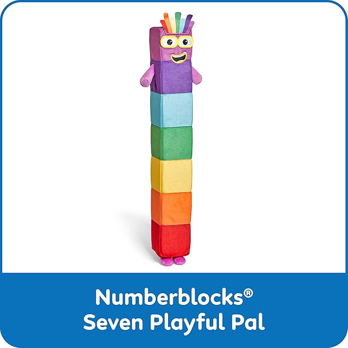 hand2mind Numberblock Seven Playful Pal, Plush Figure Toys, Numbers for Toddlers, Cute Stuffies, Preschool Math Learning Toys, Stuffed Animal, Small Plushies, Counting Blocks, Birthday Gifts for Kids