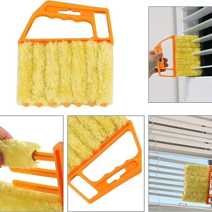 Universal Blind Cleaning Brush,Microfiber Venetian Blind Cleaner Brush Tool,Shutter Brush Works on Vertical/Horizontal Blinds for Dust Removal,Reusable & Washable,2 Pack (Orange)