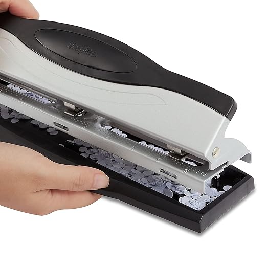 Staples High‑End Adjustable 3‑Hole Punch – Heavy‑Duty Office Paper Punch