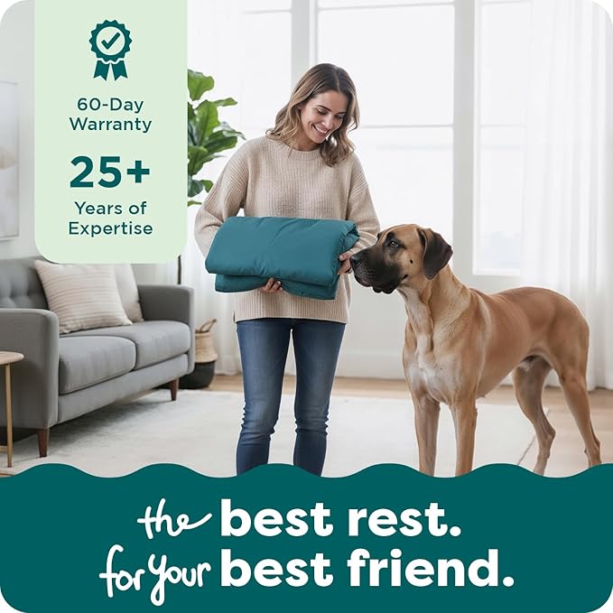 Furhaven Replacement Dog Bed Cover Water-Resistant Indoor/Outdoor Logo Print Oxford Polycanvas Mattress, Washable - Deep Lagoon, Jumbo (X-Large)