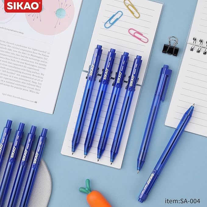 Blue Pens Bulk, 60 Pack Retractable Ballpoint Pens, Blue Ink 1.0mm Medium Point Smooth Writing No-Smear, Multipack Click Pens for Teachers, Students, Servers, School & Office Supplies