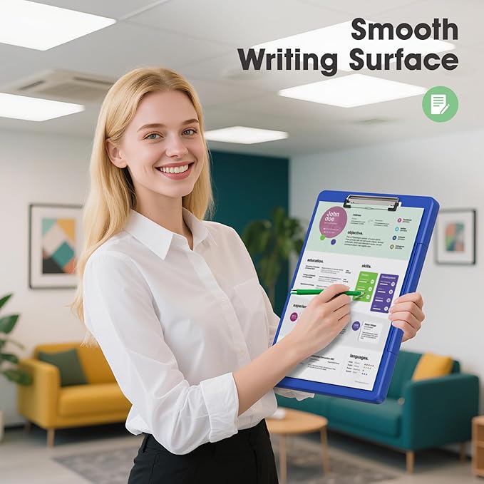 Legal Size Clipboard with Storage, High Capacity 8.5 x 14 Clip Board for Lawers, Folio & Side-Opening, Size 15 x 10 x 1.2 in, Blue