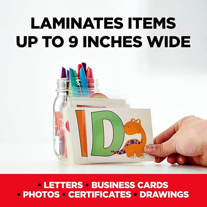 Scotch Rapid Thermal Laminator, Ready in 1 Minute, Never Jam Technology Automatically Prevents Misfed Items, 9 inch, Includes 2 Pouches (TL909X-EF), 1 Packs per case