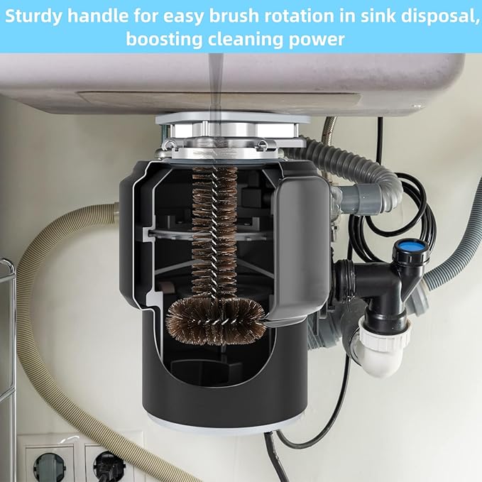 Garbage Disposal Brush and Cleaner with Extra Long 15" Handle Effortlessly Remove Residue,and Build-Up Universal Fit for All Disposal Units