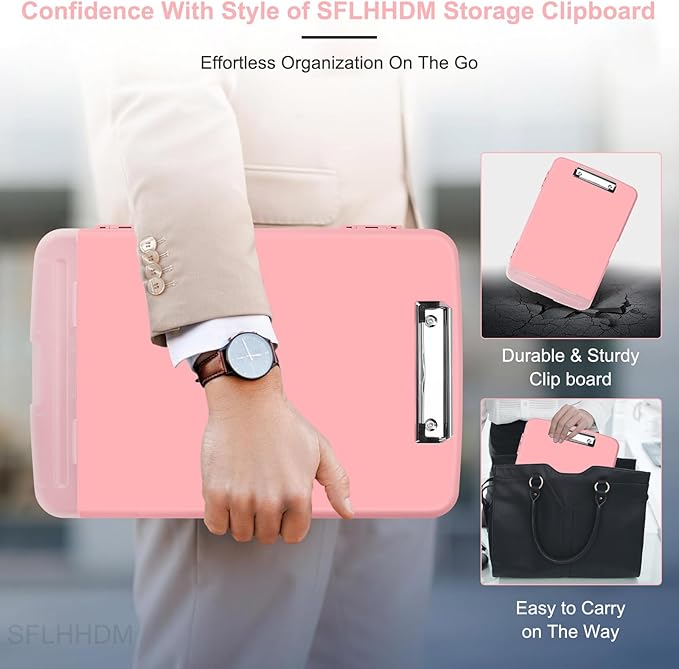 SFLHHDM Clipboard with Pen Holder, Legal Size Nursing Clipboards with Storage, Plastic Clip Boards for Writing, Lightweight Cute Clipboard Storage with Low Profile Clip for Work, Office