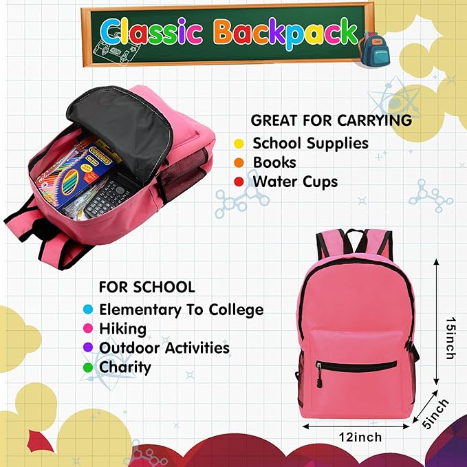 81 Pcs School Supply Kit with Backpack Back to School Supplies Bundle Bulk School Essentials for Elementary Middle High School Students Includes Folders Notebooks Pencils and More(Pink)