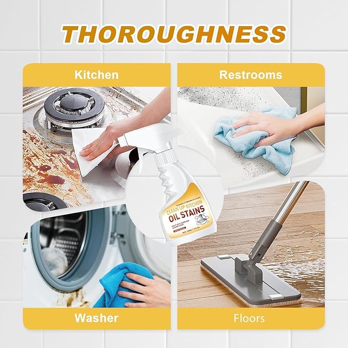 Grease Remover,Heavy Oil Stain Cleaner Kitchen,Clean Up Kitchen Oil Stains, 2025 Upgrade Cleaner Spray Degreaser Cleaner, Grease Remover for Pot, Stoves and Range Hoods (3)