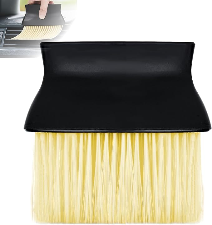 Car Interior Brush, Automotive Interior Dusting Brush, Car Interior Cleaning Brush, Bristles Detailing Brush Dusting for Car Interior, Dashboard, Air Conditioner Vents, Leather, Computer (Yellow)