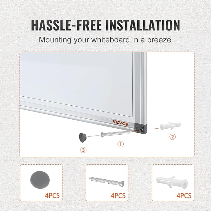 VEVOR Dry Erase Calendar for Wall, 36 x 24 Inches Whiteboard Calendar, Monthly Planner Magnetic Dry Erase Board, 1 Magnetic Erase & 2 Dry Erase Marker & Movable Tray for Restaurant Office Home School