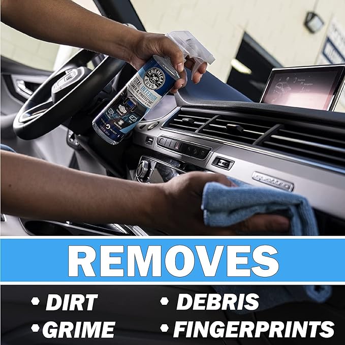 Chemical Guys Car Cleaning Kit Interior 8-Piece - Total Interior Cleaner, Sticky Icky Green Apple & Strawberry Detailing Gel, 3 Detailing Brushes, 3 Towels, Safe for Cars, Trucks, SUVs & More