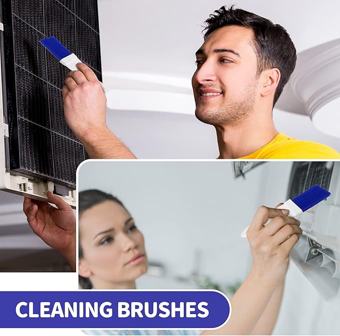 Boao 16 Packs Coil Brush Air Conditioner Condenser Refrigerator Cleaning HVAC Coil Cleaner Small Plastic Whisk Brush (Blue)