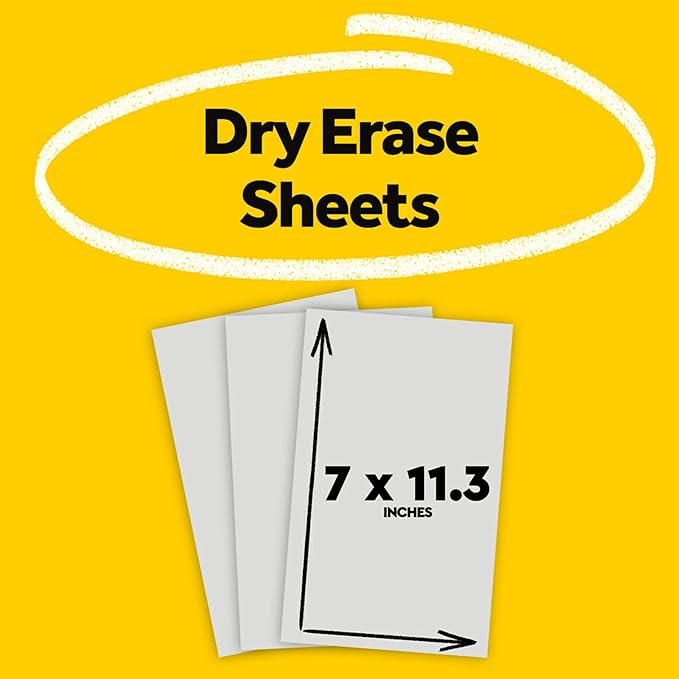 Post-it Dry Erase Sheets, 7 in x 11.3 in, 3 Sheets, Sticks Securely and Removes Cleanly (DEFSHEETS-3PK)