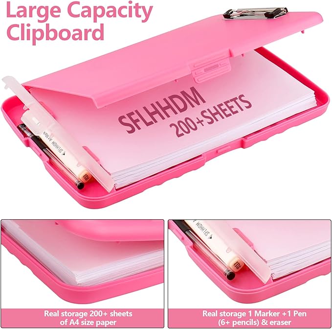 SFLHHDM Plastic Clipboard with Storage, High Capacity Clip Boards 8.5x11 with Storage, Heavy Duty Nursing Clipboard Folder, Clipboards Cute, Letter A4 Size Clipboards with Storage for Teachers, Nurse