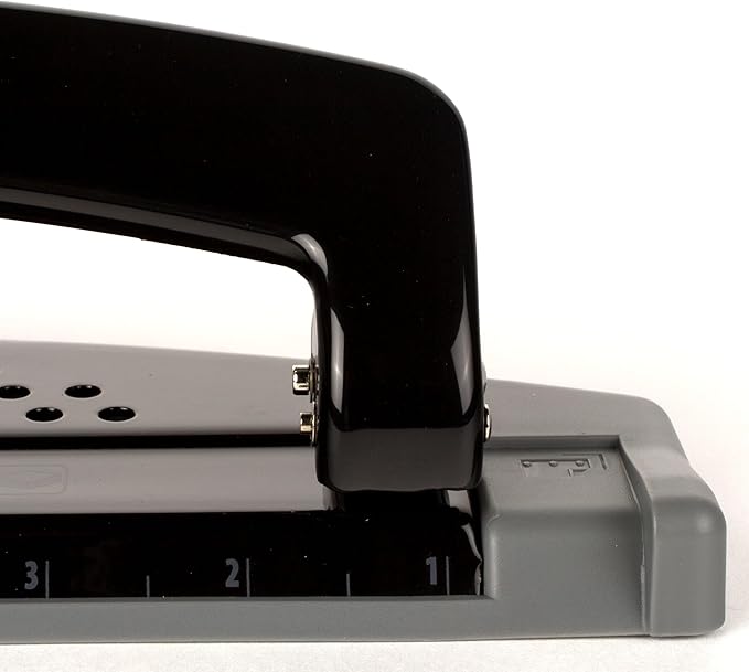 Swingline 3 Hole Punch, 12 Sheet Capacity Three Hole Puncher 3 Ring, Paper Punch, SmartTouch Low Effort, Alignment Guide, Black & Silver (74134)