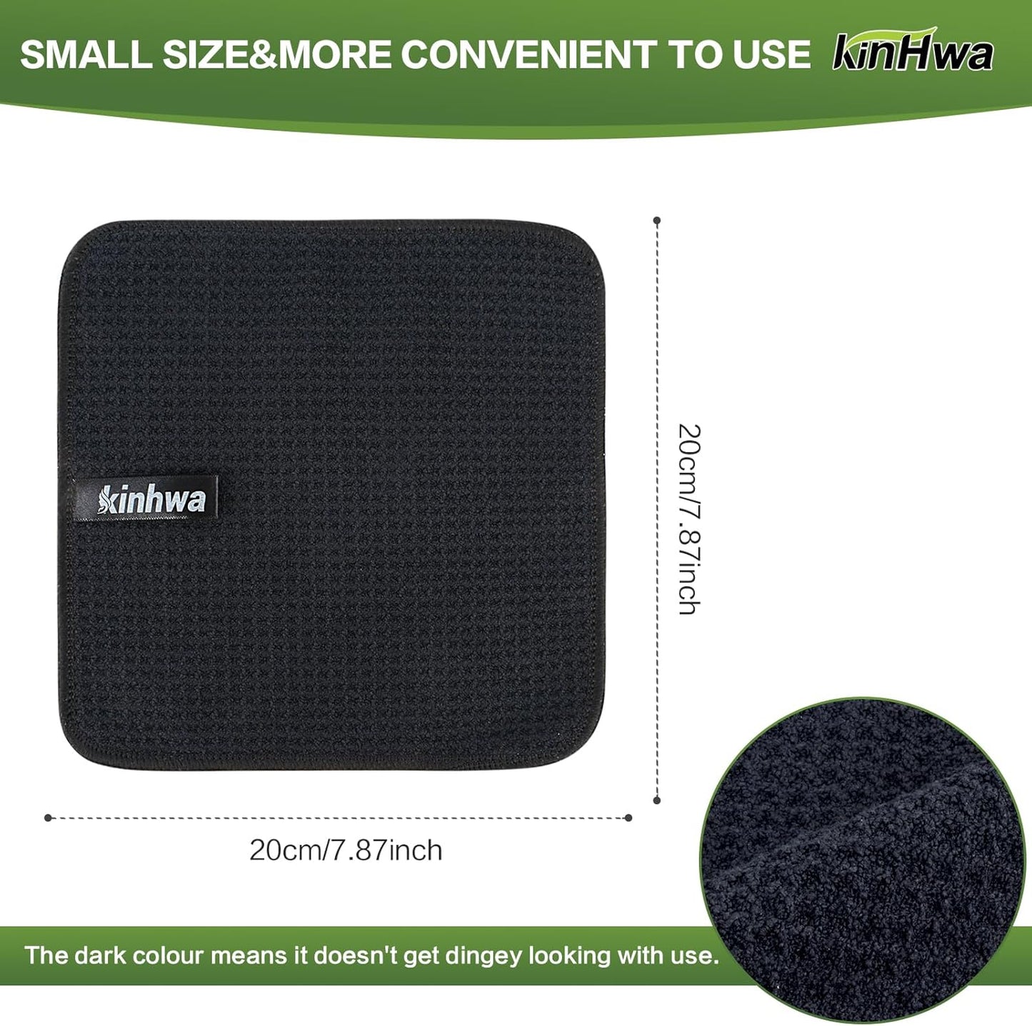 KinHwa Waffle Kitchen Towels for Washing Dishes Microfiber Dish Towels for Kitchen Ultra Soft Absorbent Quick Drying 8inch x 8inch 6 Pack