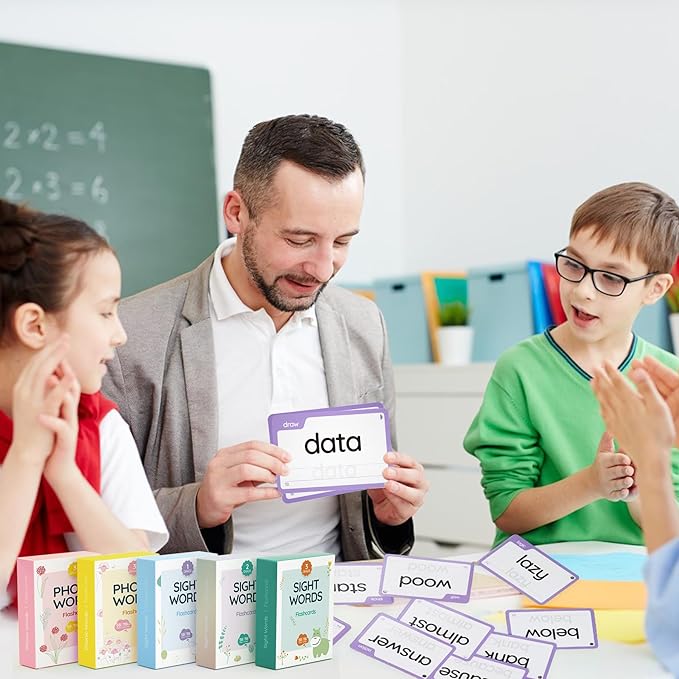 WJPC 300 Cards, 580PCS High Frequency Sight Words Flash Cards for (1st, 2nd, 3rd Grade, First Second Third Grade Prefix Suffix 6,7,8,9,10,11 Years Ages Kids Boys Girls