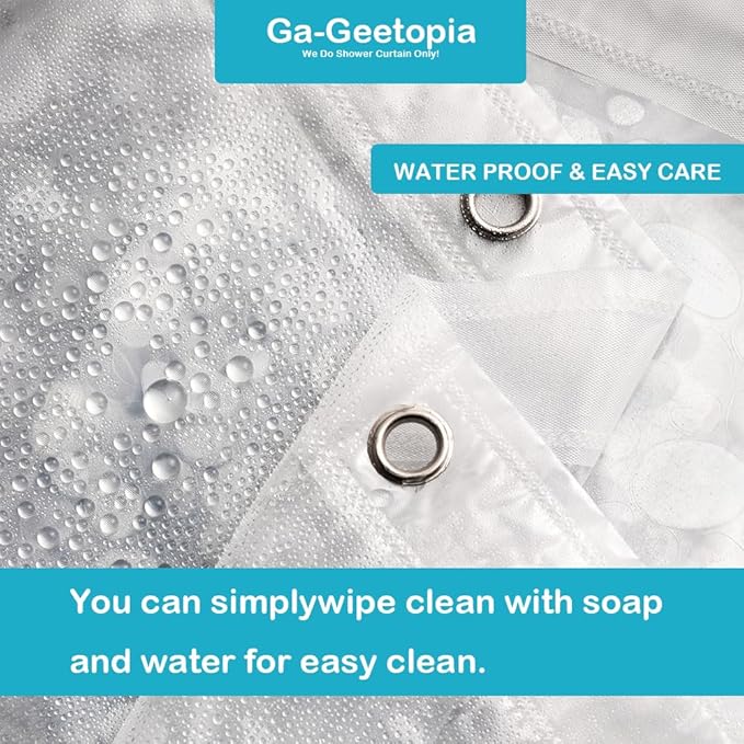 Ga-Geetopia Short - EVA Clear Shower Curtain Liner, Pebble Pattern 72x66 Inch Lightweight Plastic Bathroom Shower Showroom Inner Curtain with Rustproof Metal Grommets and Weighted Magnets