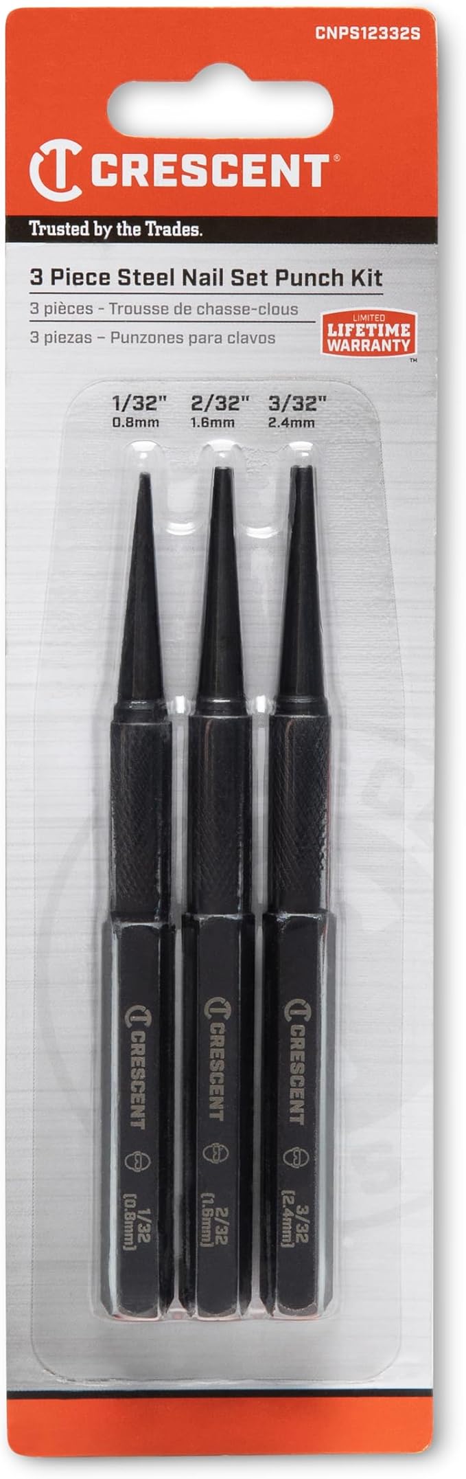 Crescent 3 Piece Set, 5" Steel Punch - CNPS12332S