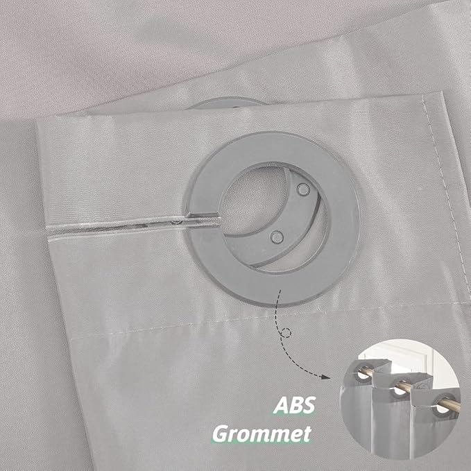 Furlinic Extra Long No Hook Shower Curtain 96 Length,Soft Fabric Bathroom Curtains,Waterproof & Machine Washable,10 Built-in Plastic Grommets,Light Gray,78x96 Inch