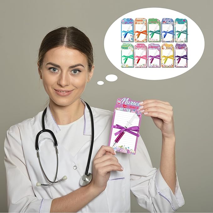 Tellingyou 30 Pcs Nurse Notepads with Pen Nurse Appreciation Gifts Nursing Student Sticky Notes Funny Nurse Memo Pads Bulk to Do List for Nurse Week Nurse Student Graduation Office Present Supply