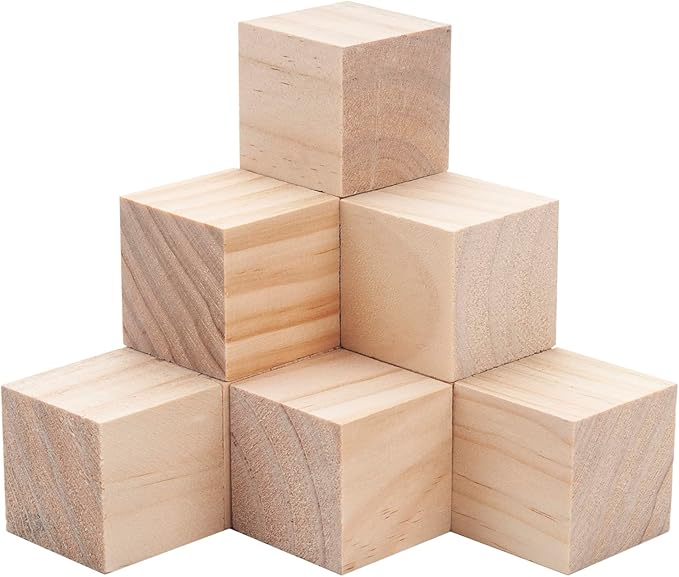 Wooden Cubes Wood Blocks for Crafts, 2 inch 10 PCS Blank Large Wooden Blocks for Crafts and Decor, Unfinished Natural Solid Squares Wood Cubes for Carving, Letter Stamps, Model Making