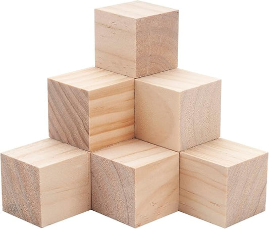 Wooden Cubes Wood Blocks for Crafts, 2 inch 10 PCS Blank Large Wooden Blocks for Crafts and Decor, Unfinished Natural Solid Squares Wood Cubes for Carving, Letter Stamps, Model Making