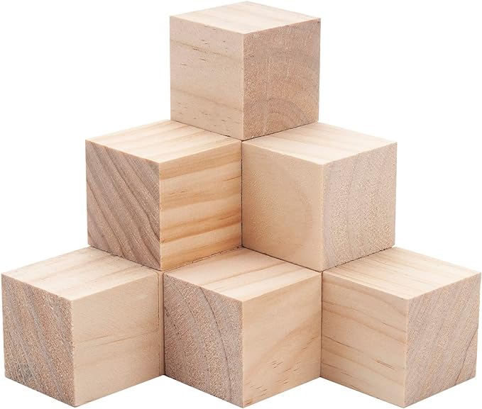 Wooden Blocks for Crafts 1.5 inch, 10 PCS Blank Wood Blocks for Crafts, Large Wood Cubes for Baby Shower, Crafting, DIY Projects, Letters, Stamps, Dice, Natural Unfinished Square Wooden Block