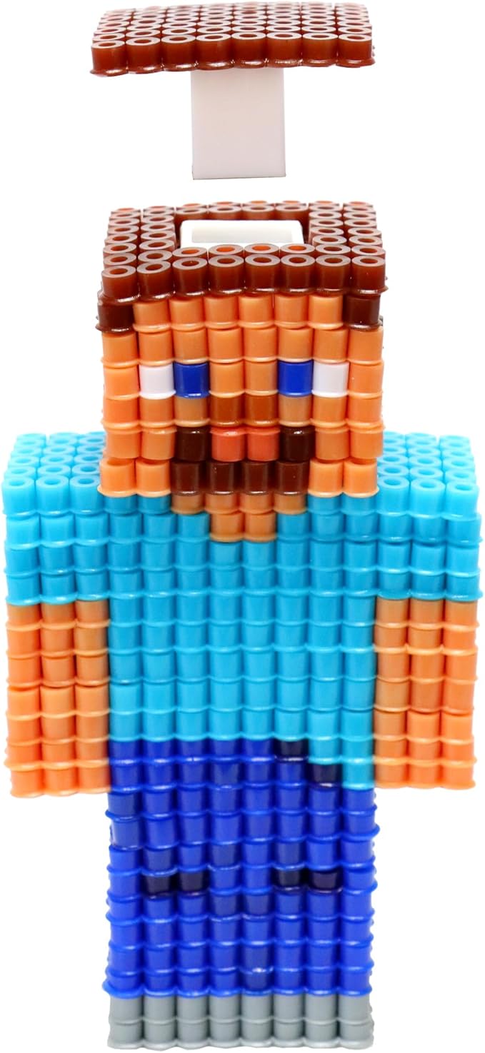 Minecraft Pixel Creations Bead Kit 2500 Beads with Pegboards & Templates Build Characters & Tools from, Encourages Hands-on STEM-Based Play Craft Set for Kids Ages 6+