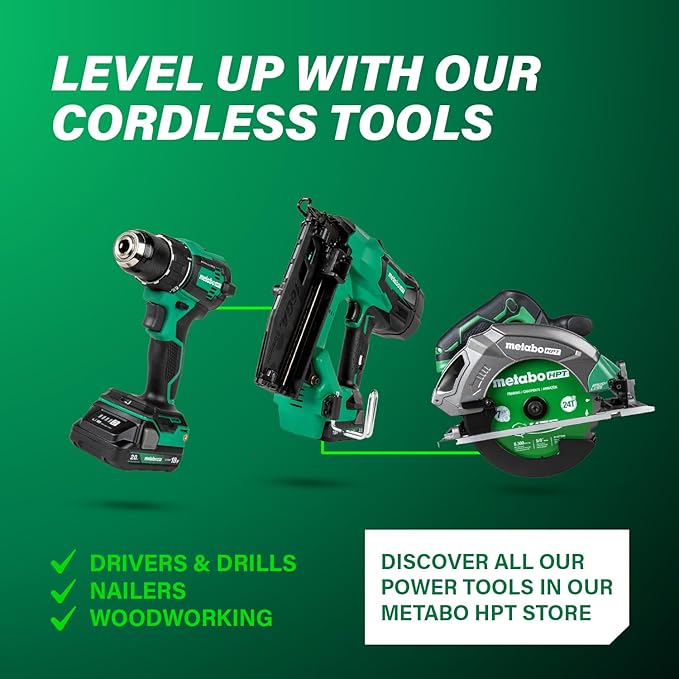 Metabo HPT 7/16" Standard Crown Stapler, Pro-Preferred Pneumatic Power Nailers, Construction Tool for Roof Decking & Subfloor Install, 16 Gauge Power Stapler, 1" to 2" Crown Staples, N5008AC2
