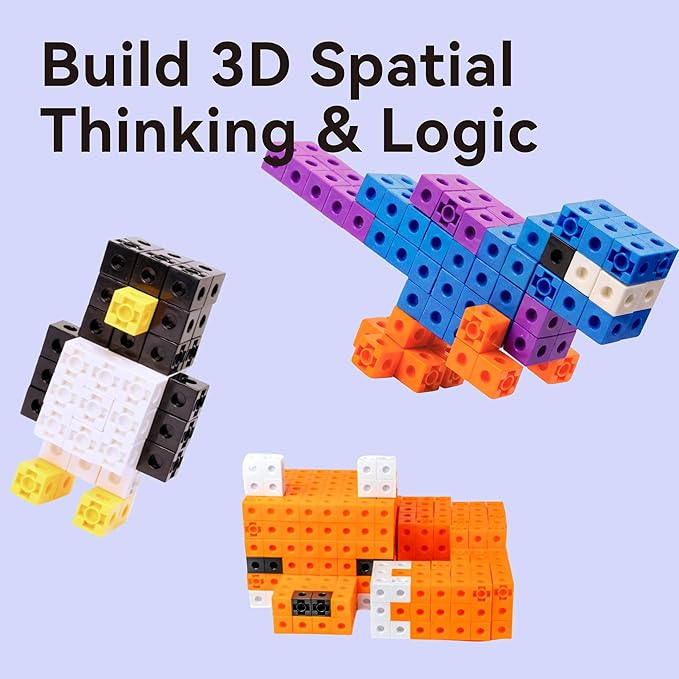 Dotimo 100PCS Math Linking Cubes, Math Cubes for Kids Ages 4-8, Counting Snap Cubes Manipulatives with 10 Colors, Preschool Learning Activities, Classroom Supplies & Homeschool (100-Cubes)