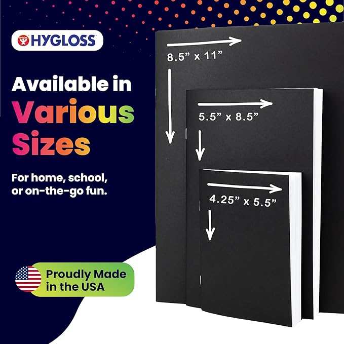 Hygloss Blank Books - Bulk 50 Pack – 4.25" x 5.5" A6 Black Paperback Blank Books for Kids to Write Stories, Doodle, Arts & Crafts – Plain Drawing Sketchbook, Unlined Journal, Notebook Without Lines