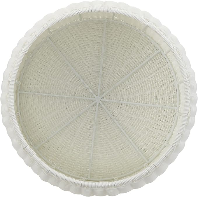 Resin Wicker Storage Stool or Side Table, White