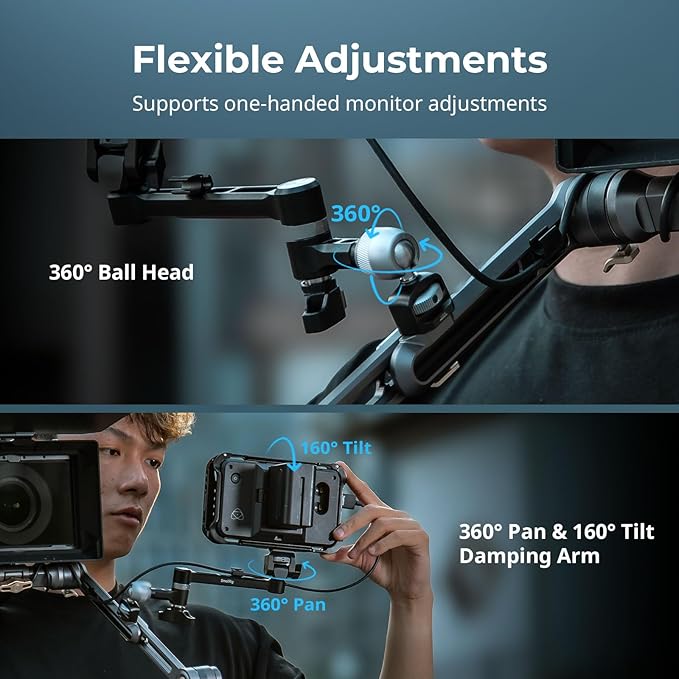 SMALLRIG Magic Arm with 360° Ball Head & Damping Arm, Monitor Mounts Designed for Shoulder or Tripod Shooting, Built-in Cable Organizer, 2.0kg (4.4lb) Load, 145mm (5.7") Length 5141