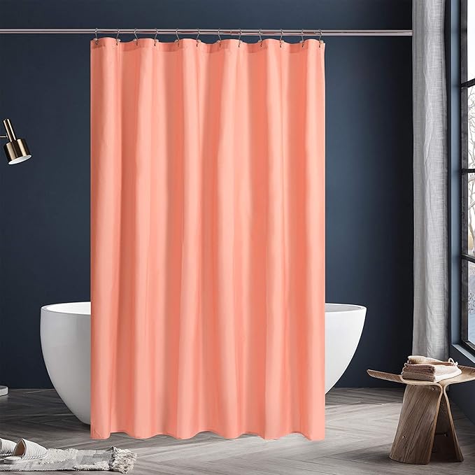 N&Y HOME Fabric Shower Curtain or Liner with Magnets - Hotel Quality, Machine Washable, Water Repellent - Coral, 72x72