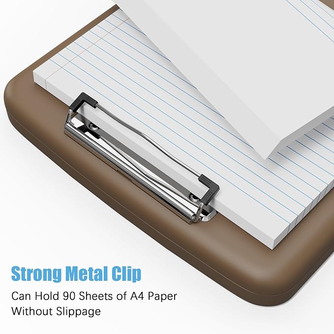 Hongri Clipboard with Storage with Pen Holder, Folder Nursing Clip Board 8.5 x 11 Foilo-Side Opening, High Capacity, Light Weight for Teachers, Classroom. Size 14 x 9.6 x 1.2 in(Brown)
