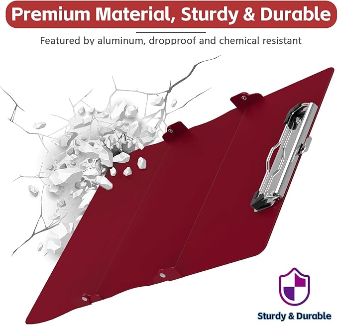 Nursing Clipboard Foldable Nurse Clipboard: Clinical Medical Folding Clip Board with Nursing Edition Cheat Sheets Pocket Size for Nurse Students Doctors Wine Red
